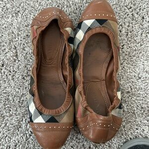 Burberry flats brown leather women shoes size 10
